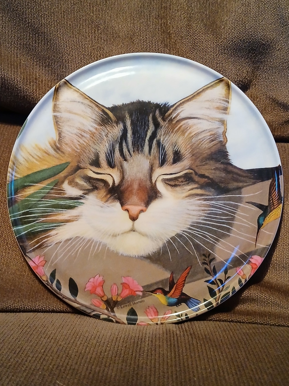 Decorative Cat Face Ceramic Plate Ashdene Lowell Herrero Multicolor 7"x7"